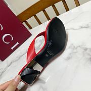 Fortok Gucci Vittoria Thong Sandals Red Leather 5.5cm - 3