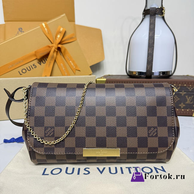 Fortok Louis Vuitton Favorite Bag Brown Damier Ebene Coated Canvas 28*17*6cm - 1