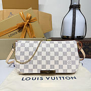 Fortok Louis Vuitton Favorite Bag White Damier Ebene Coated Canvas 28*17*6cm - 1