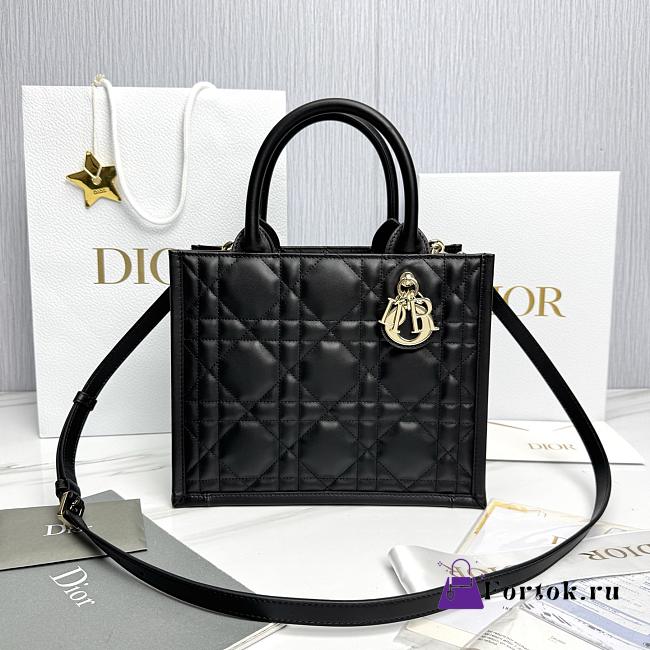 Fortok Dior Small Book Tote Black 26.5 x21 x14cm - 1