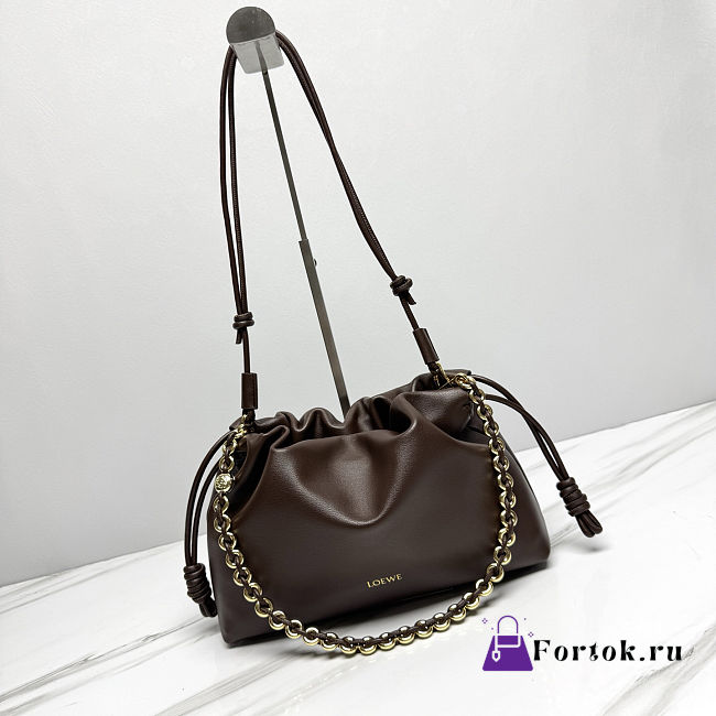 Fortok Loewe Flamenco Clutch Medium Nappa Calfskin Chocolate 30x10.5x20cm - 1
