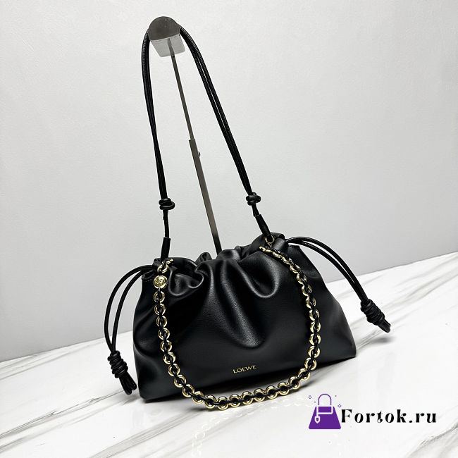Fortok Loewe Flamenco Clutch Medium Nappa Calfskin Black 30x10.5x20cm - 1