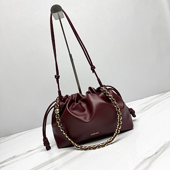 Fortok Loewe Flamenco Clutch Medium Nappa Calfskin Burgundy 30x10.5x20cm
