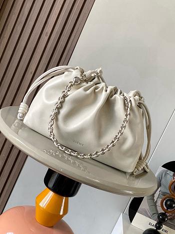 Fortok Loewe Flamenco Clutch Medium Nappa Calfskin White 30x10.5x20cm