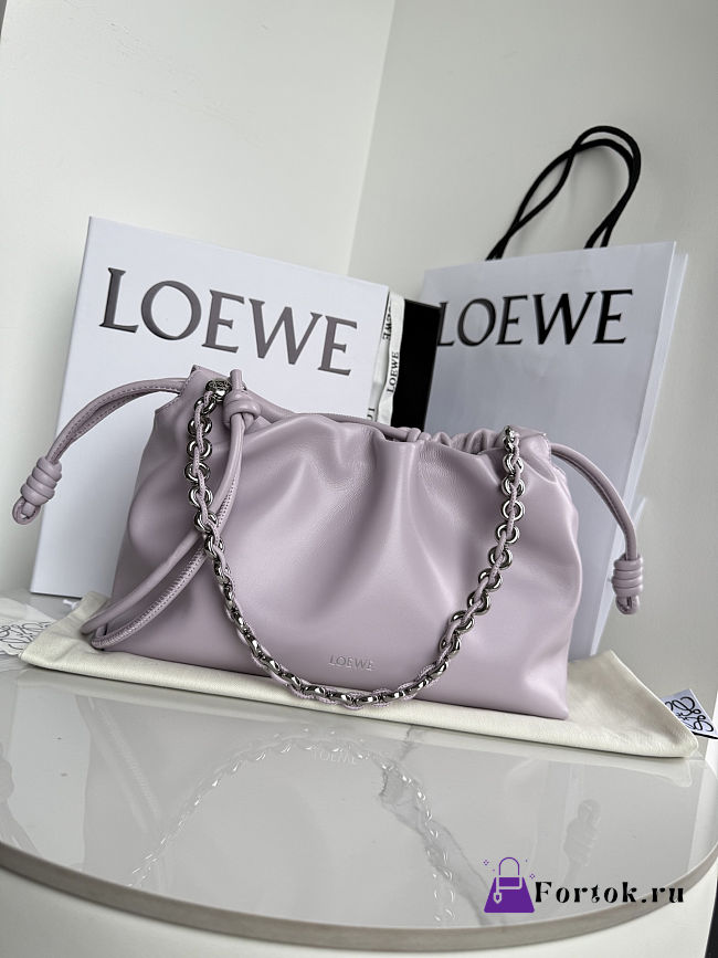 Fortok Loewe Flamenco Clutch Medium Nappa Calfskin Light Purple 30x10.5x20cm - 1