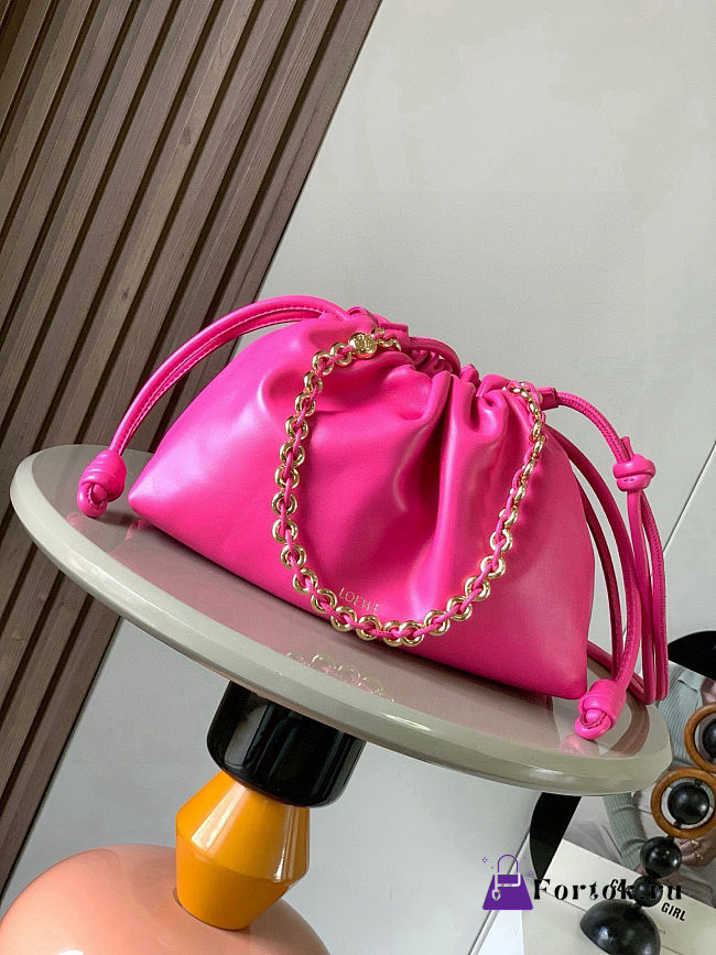 Fortok Loewe Flamenco Clutch Medium Nappa Calfskin Hot Pink 30x10.5x20cm - 1
