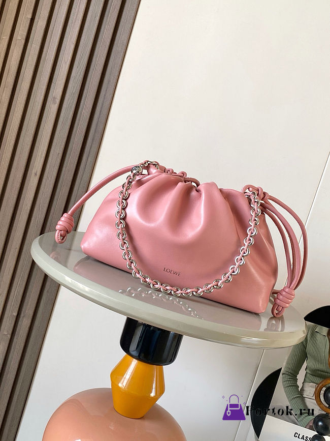 Fortok Loewe Flamenco Clutch Medium Nappa Calfskin Light Pink 30x10.5x20cm - 1
