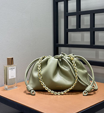 Fortok Loewe Flamenco Clutch Medium Nappa Calfskin Green 30x10.5x20cm