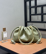 Fortok Loewe Flamenco Clutch Medium Nappa Calfskin Green 30x10.5x20cm - 2