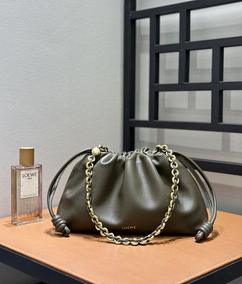 Fortok Loewe Flamenco Clutch Medium Nappa Calfskin Khaki 30x10.5x20cm