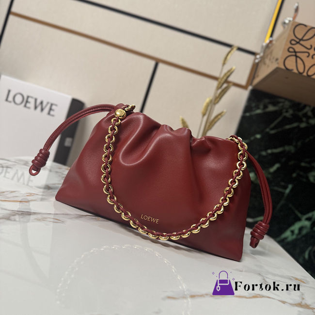Fortok Loewe Flamenco Clutch Medium Nappa Calfskin Red 30x10.5x20cm - 1