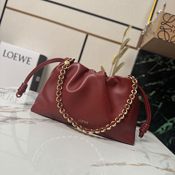 Fortok Loewe Flamenco Clutch Medium Nappa Calfskin Red 30x10.5x20cm