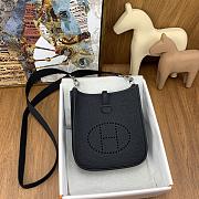 Fortok Hermes Mini Evelyne Leather Black - Silver 17cm - 1