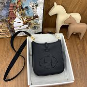 Fortok Hermes Mini Evelyne Leather Black - Gold 17cm - 1