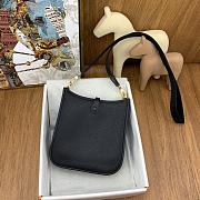 Fortok Hermes Mini Evelyne Leather Black - Gold 17cm - 3
