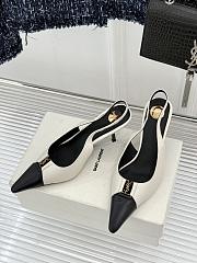Fortok Saint Laurent BABYLONE BRETEUIL Slingback Pumps Black And White 7.5cm/9cm - 2
