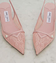Fortok Jimmy Choo Amita 45 Lace Slingback Pumps Pink 4.5cm - 5