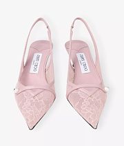 Fortok Jimmy Choo Amita 45 Lace Slingback Pumps Pink 4.5cm - 2