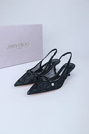 Fortok Jimmy Choo Amita 45 Lace Slingback Pumps Black 4.5cm - 1