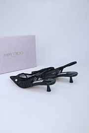Fortok Jimmy Choo Amita 45 Lace Slingback Pumps Black 4.5cm - 2