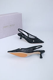 Fortok Jimmy Choo Amita 45 Lace Slingback Pumps Black 4.5cm - 5