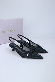 Fortok Jimmy Choo Amita 45 Lace Slingback Pumps Black 4.5cm - 3