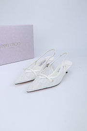 Fortok Jimmy Choo Amita 45 Lace Slingback Pumps White 4.5cm - 1