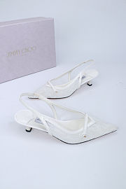 Fortok Jimmy Choo Amita 45 Lace Slingback Pumps White 4.5cm - 4