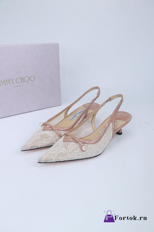 Fortok Jimmy Choo Amita 45 Lace Slingback Pumps 4.5cm - 1