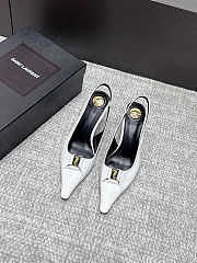 Fortok Saint Laurent BABYLONE BRETEUIL Slingback Pumps White 7.5cm - 1