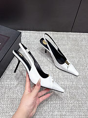 Fortok Saint Laurent BABYLONE BRETEUIL Slingback Pumps White 7.5cm - 2
