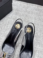 Fortok Saint Laurent BABYLONE BRETEUIL Slingback Pumps Silver 7.5cm - 5