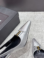 Fortok Saint Laurent BABYLONE BRETEUIL Slingback Pumps Silver 7.5cm - 4
