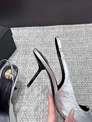 Fortok Saint Laurent BABYLONE BRETEUIL Slingback Pumps Silver 7.5cm - 2