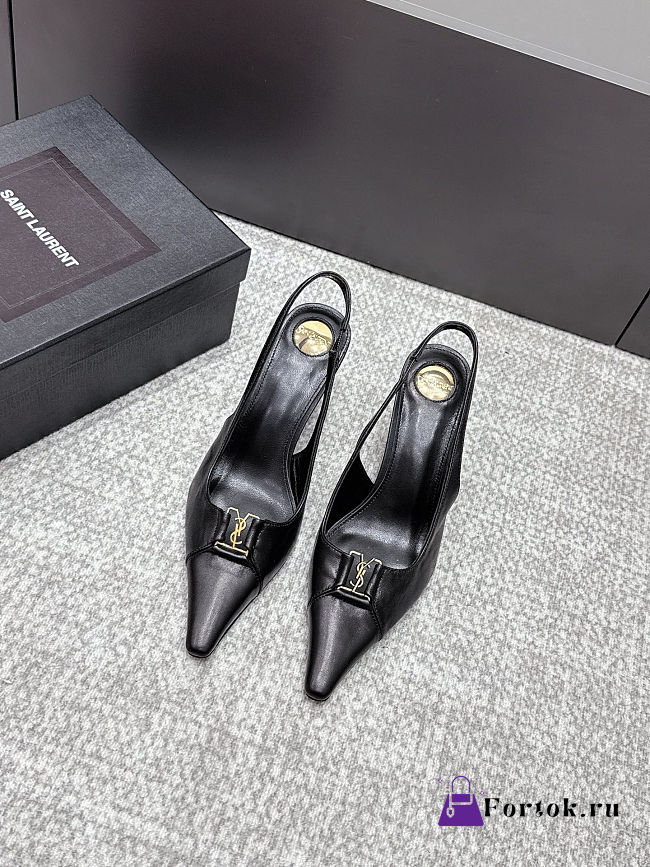 Fortok Saint Laurent BABYLONE BRETEUIL Slingback Pumps Black 7.5cm - 1