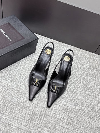 Fortok Saint Laurent BABYLONE BRETEUIL Slingback Pumps Black 7.5cm