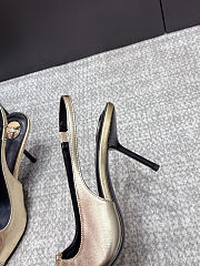 Fortok Saint Laurent BABYLONE BRETEUIL Slingback Pumps Gold 7.5cm - 6
