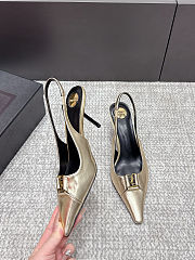 Fortok Saint Laurent BABYLONE BRETEUIL Slingback Pumps Gold 7.5cm - 5