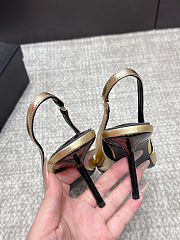 Fortok Saint Laurent BABYLONE BRETEUIL Slingback Pumps Gold 7.5cm - 4