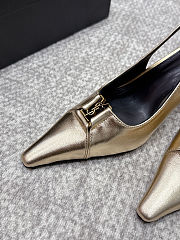 Fortok Saint Laurent BABYLONE BRETEUIL Slingback Pumps Gold 7.5cm - 2
