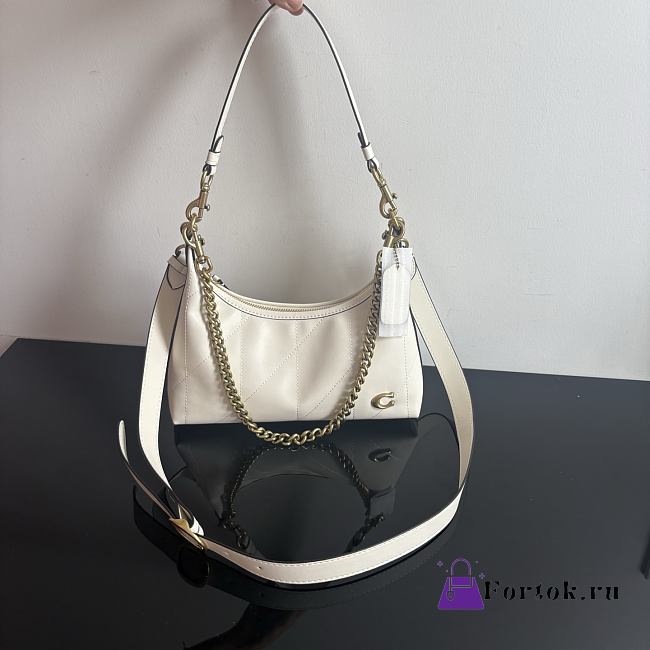 Fortok Coach Juliet Shoulder Bag 25 White 27.5x11.5x10.5cm - 1