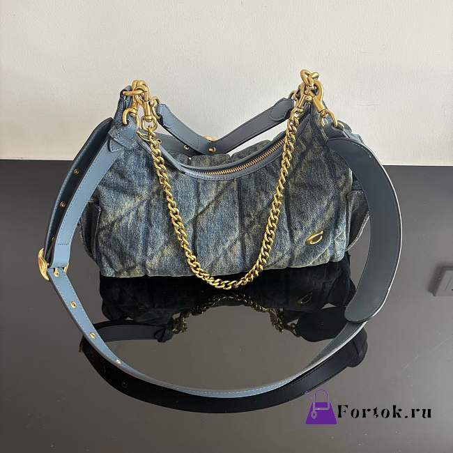 Fortok Coach Juliet Pocket Bag 30 Denim Blue 30.5*23*12.5cm - 1