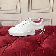 Fortok Dolce & Gabbana White Leather Portofino Sneakers Metallic Pink Logo - 5