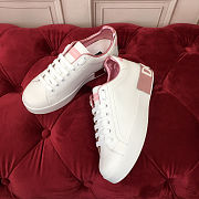 Fortok Dolce & Gabbana White Leather Portofino Sneakers Metallic Pink Logo - 4