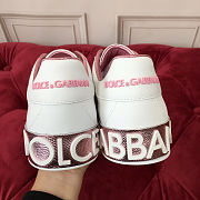 Fortok Dolce & Gabbana White Leather Portofino Sneakers Metallic Pink Logo - 2