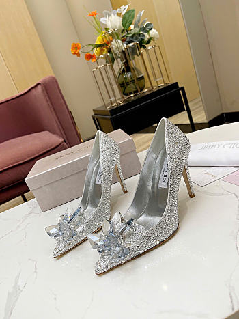 Fortok Jimmy Choo Avril Crystal Covered Pointy Toe Pumps 100mm
