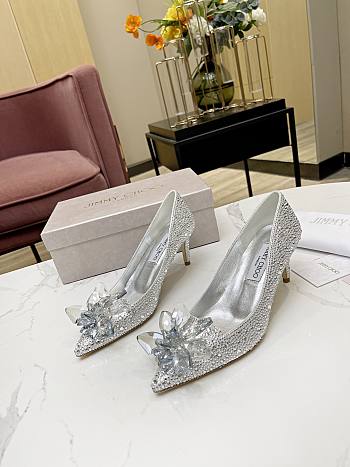 Fortok Jimmy Choo Allure Crystal Covered Pointy Toe Pumps 50mm
