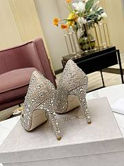 Fortok Jimmy Choo Avril Crystal Covered Pointy Toe Pumps Gold 100mm - 2