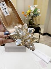 Fortok Jimmy Choo Avril Crystal Covered Pointy Toe Pumps Gold 100mm - 3