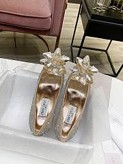 Fortok Jimmy Choo Avril Crystal Covered Pointy Toe Pumps Gold 100mm - 5
